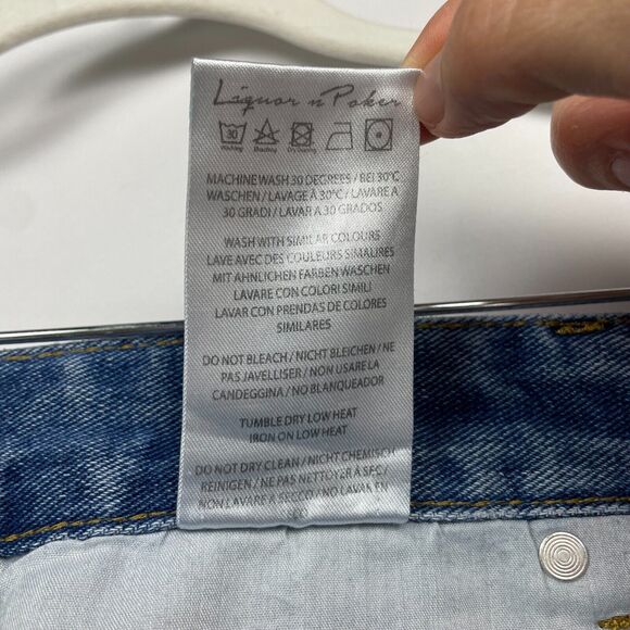 Liquor n Poker Cut-Off Frayed Jean Shorts Size 16 Blue Denim Festival Boho Beach - Picture 13 of 14